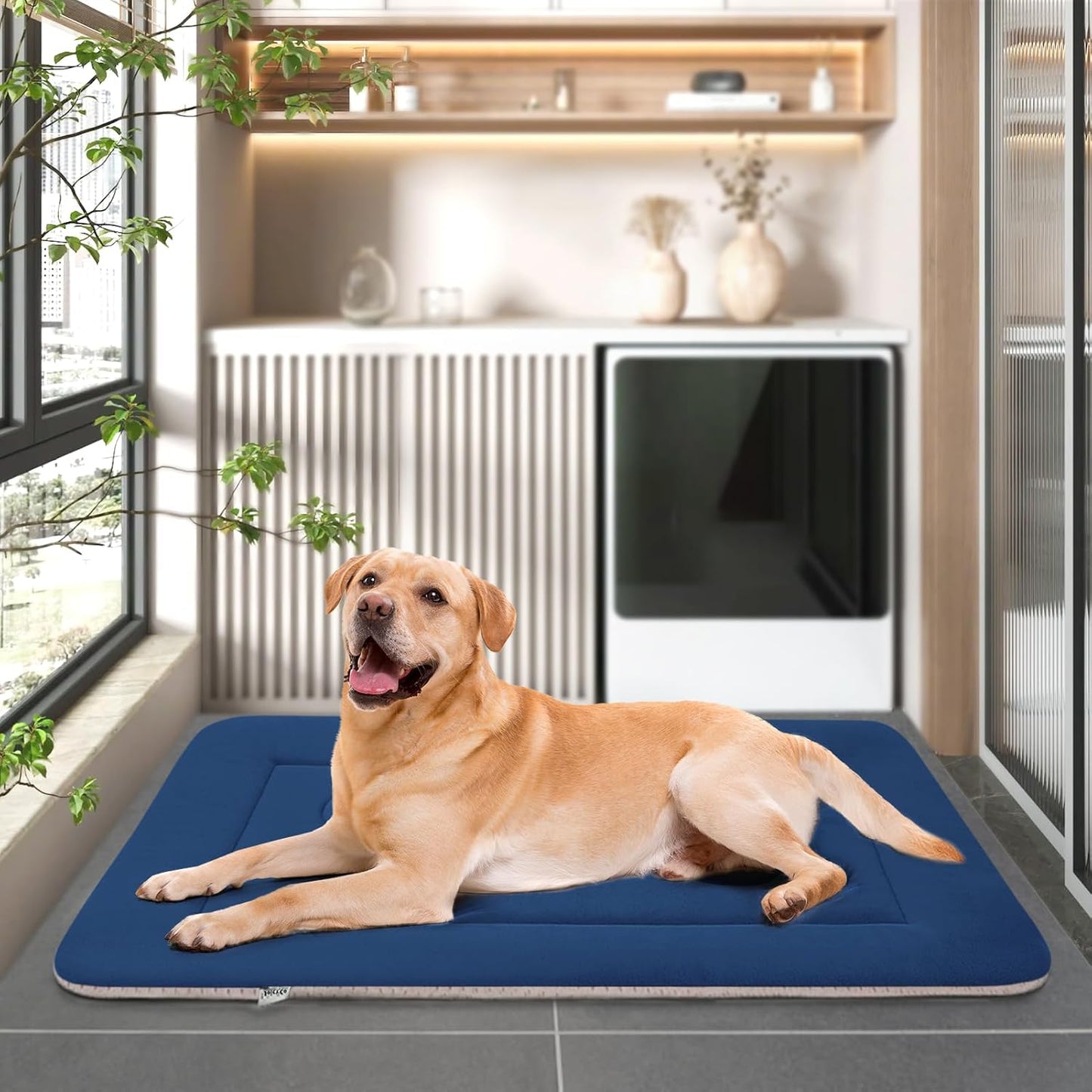Large Non-Slip Washable Dog Bed Crate Mat - 42 Inch Soft Mattress Kennel Pad