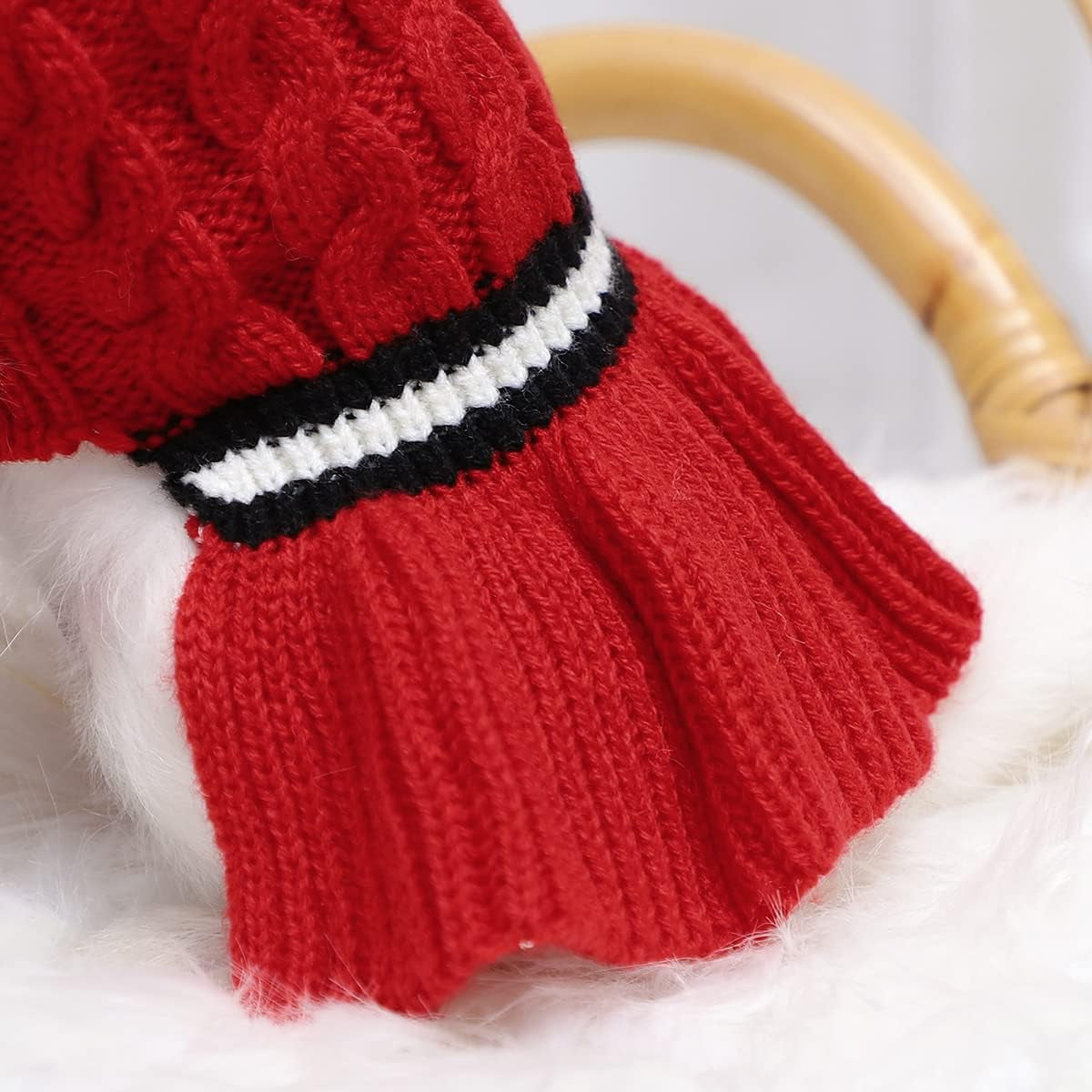 Cozy Red Knitted Winter Sweater Dress for Small Dogs and Cats - Perfect for Chihuahuas and Medium Breeds