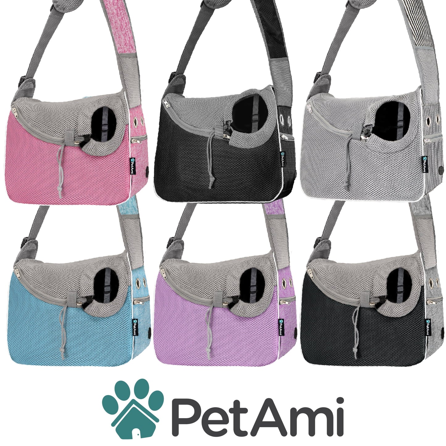 Adjustable Soft-Sided Dog Sling Carrier - Breathable Crossbody Pet Pouch with Poop Bag Dispenser for Small to Medium Dogs and Cats - Stylish Blue Travel Bag