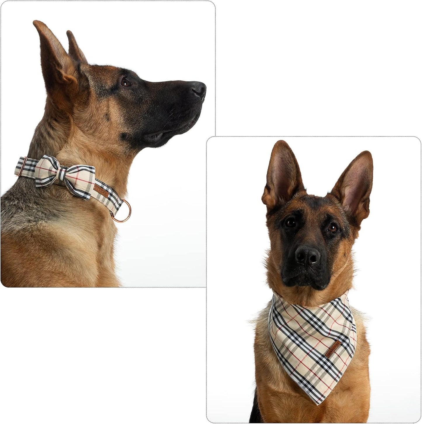 Floral Dog Collar Set with Bow Tie and Bandanas, Adjustable Quick Release Buckle for Comfort and Style