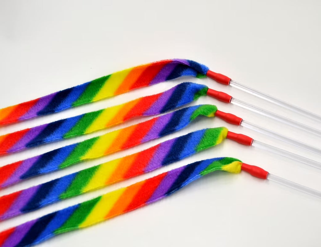 Interactive Cat Toy Wand - Rainbow Design