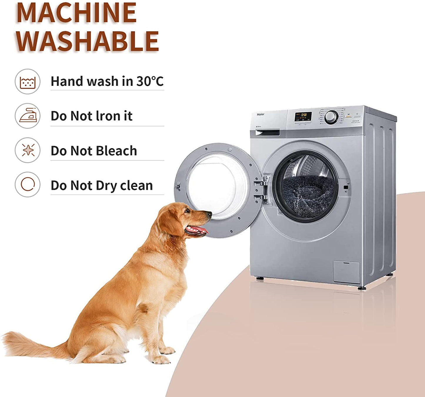 Medium Dog Bed - Anti-Slip, Fluffy, and Washable Pet Bed for Medium Dogs and Cats - Durable and Anti-Anxiety Design in Grey