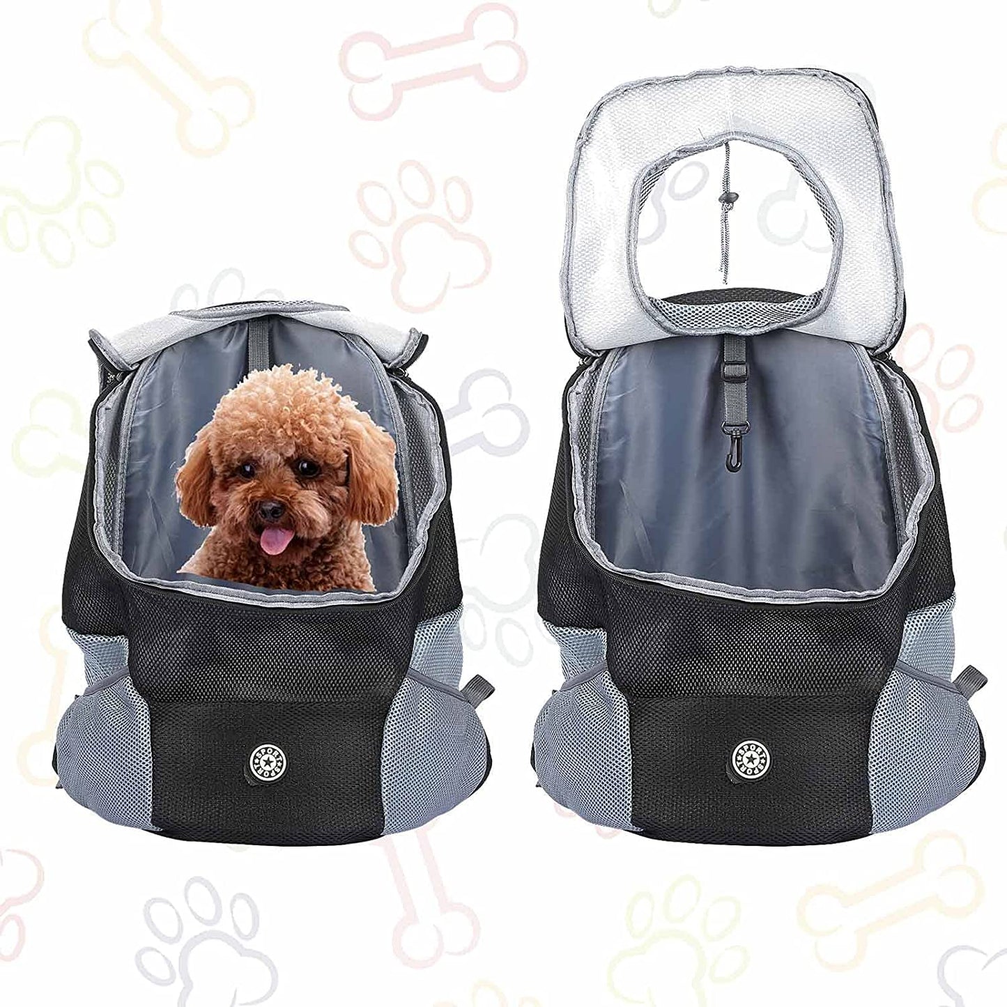 Compact Dog Backpack Carrier for Travel and Hiking with Breathable Head-Out Design and Padded Shoulder Straps