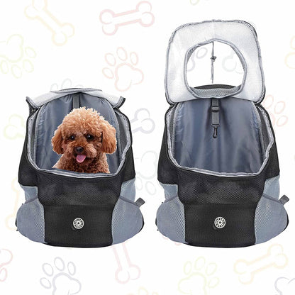 Compact Dog Backpack Carrier for Travel and Hiking with Breathable Head-Out Design and Padded Shoulder Straps