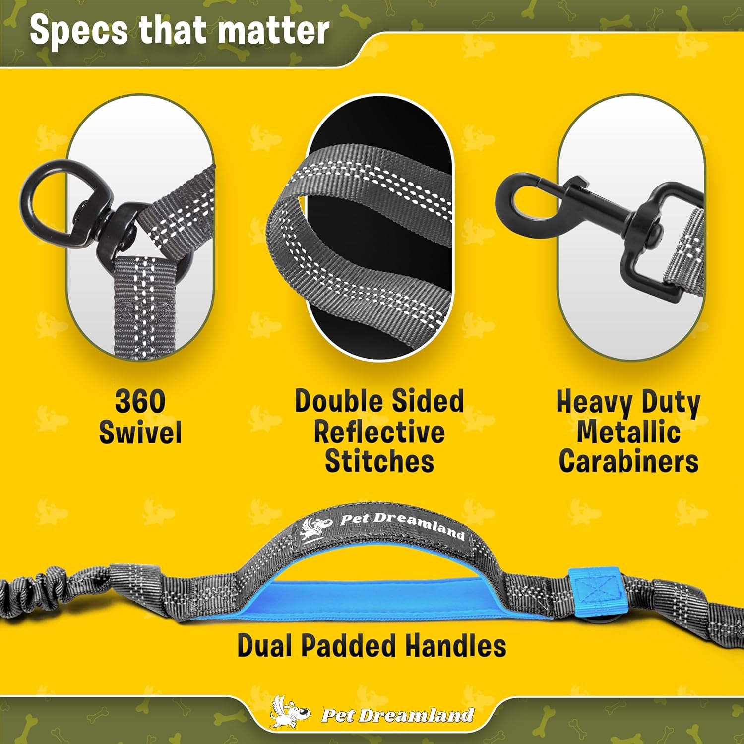 Premium Dual Dog Leash Coupler for Large Dogs with Tangle-Free Swivel - Ensuring Smooth Walks (Grey & Blue)