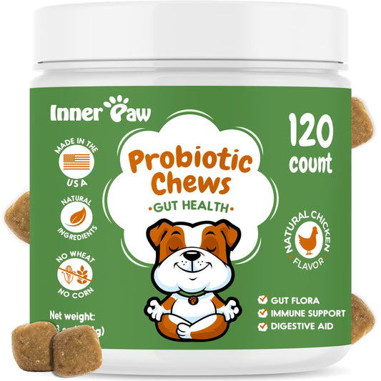 Dog Probiotics Chews for Digestive Health, Itchy Skin Relief, and Yeast Support - 120 Count