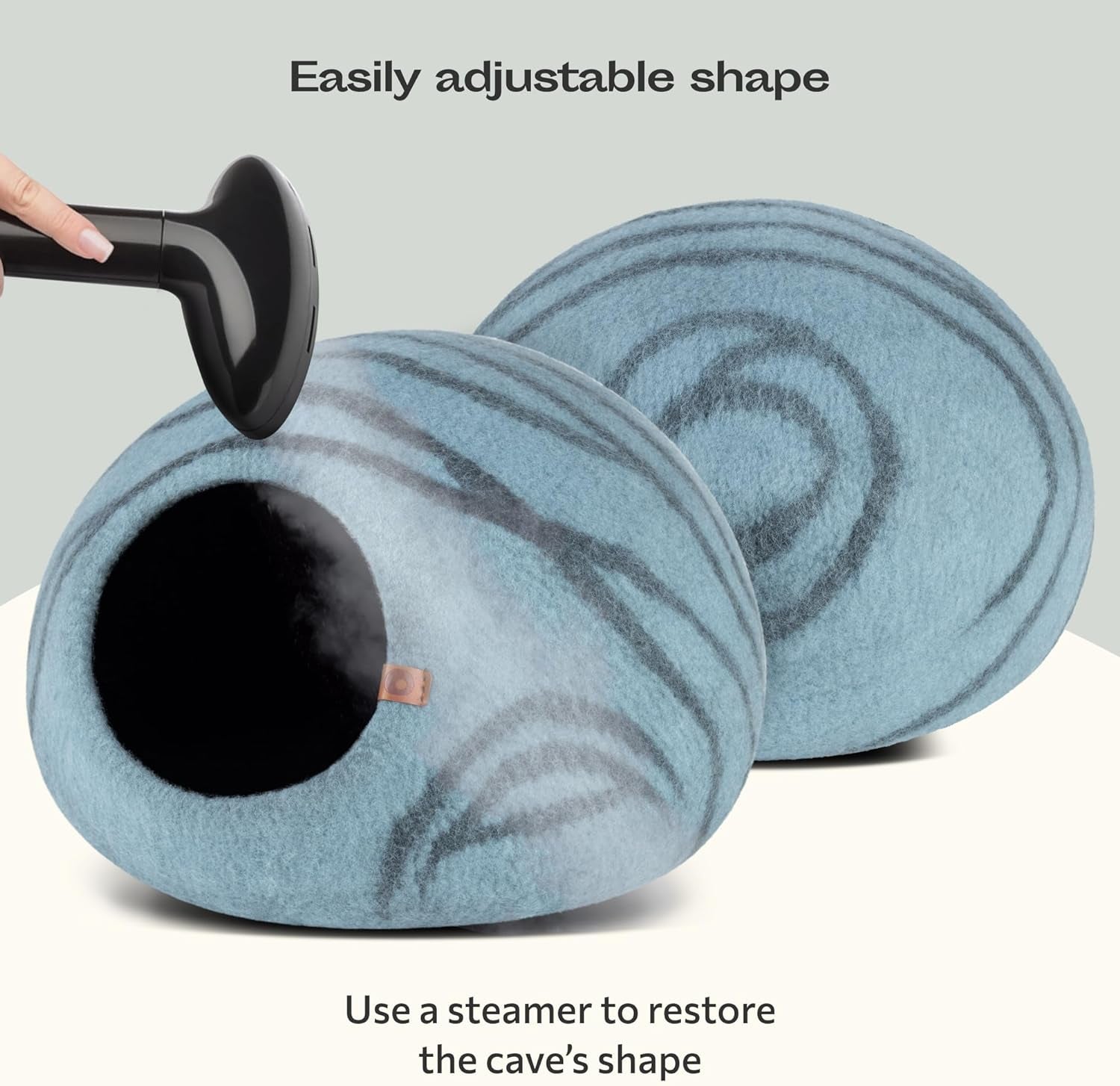 Premium Handmade Merino Wool Cat Cave - Aquamarine Medium Felt Bed for Indoor Cats