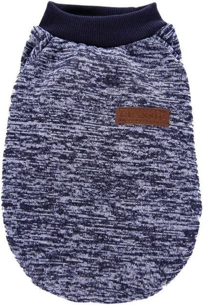 Classic Knit Sweater for Small Dogs - Warm Winter Coat in Navy Blue (Size S)
