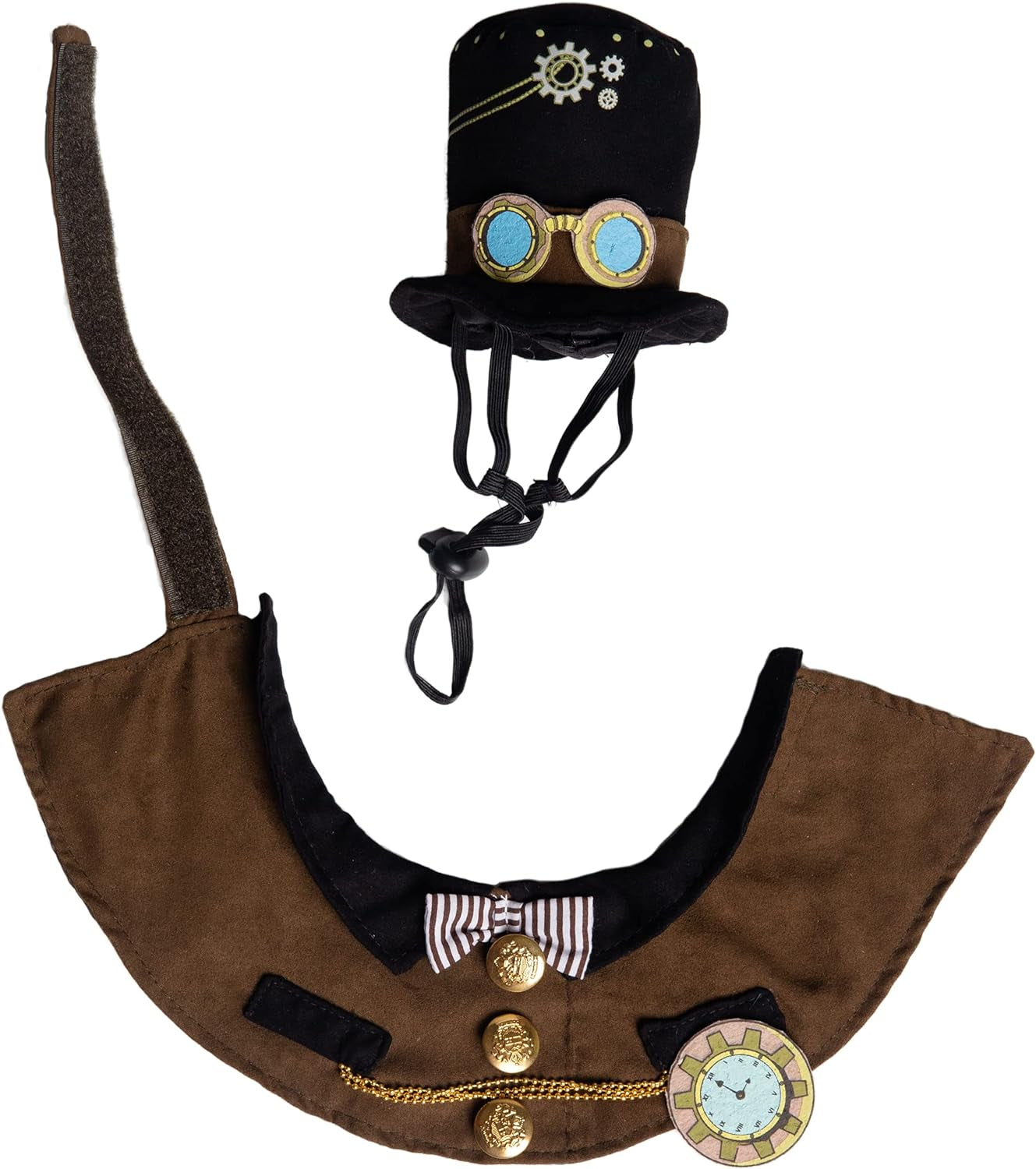 Steampunk-Inspired Costume Hat and Collar Set for Small Dogs and Cats - Perfect for Halloween, Christmas, Parties, Photoshoots, and Gifts for Pet Lovers