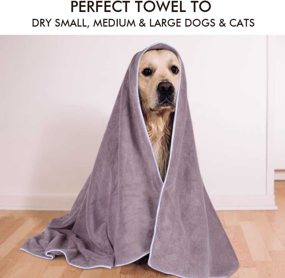 Super Absorbent Microfiber Pet Bath Towel for Dogs and Cats - 30"x50" - Purple