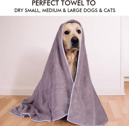 Super Absorbent Microfiber Pet Bath Towel for Dogs and Cats - 30"x50" - Purple