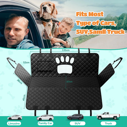 Non-Slip Waterproof Dog Car Hammock with Seatbelt - Scratch-Resistant Back Seat Protector