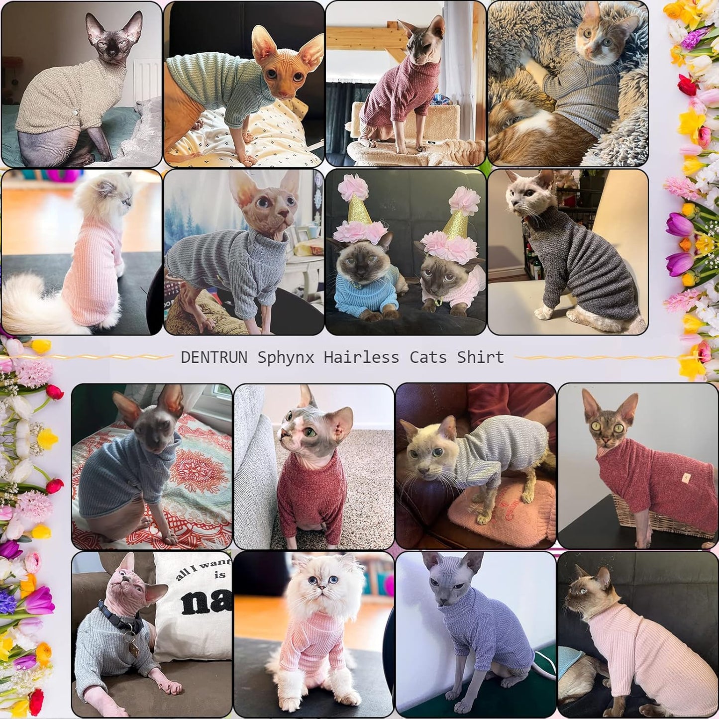 Cozy & Stylish Sphynx Hairless Cat Pullover - Breathable Turtleneck Sweater and Pajama Jumpsuit for Kittens