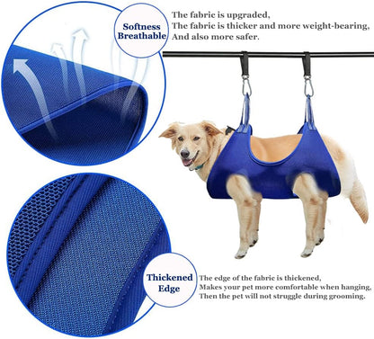 Durable Pet Grooming Hammock for Dogs and Cats, Adjustable Support with Maximum Weight Capacity of 65 lbs (Legs Spacing: 5.9" - 14.2")