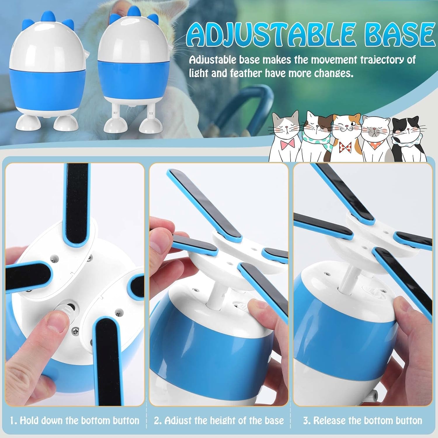 Interactive Cat Toy: 2-in-1 Rechargeable Light and Feather Exercise Toy for Indoor Cats with Adjustable Automatic Features