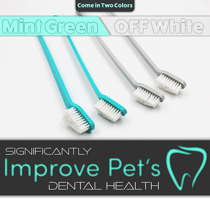 Dual-Headed Dog Toothbrushes for Small and Large Breeds, Available in Packs of 4 or 8