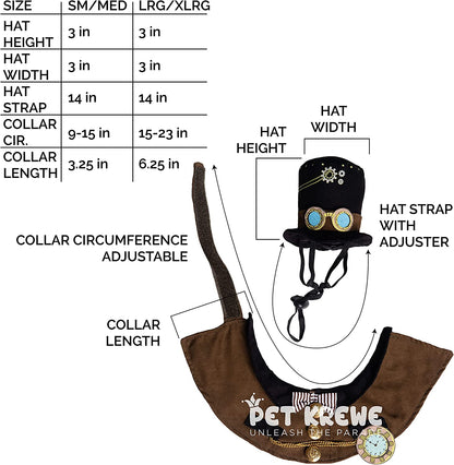 Steampunk-Inspired Costume Hat and Collar Set for Small Dogs and Cats - Perfect for Halloween, Christmas, Parties, Photoshoots, and Gifts for Pet Lovers