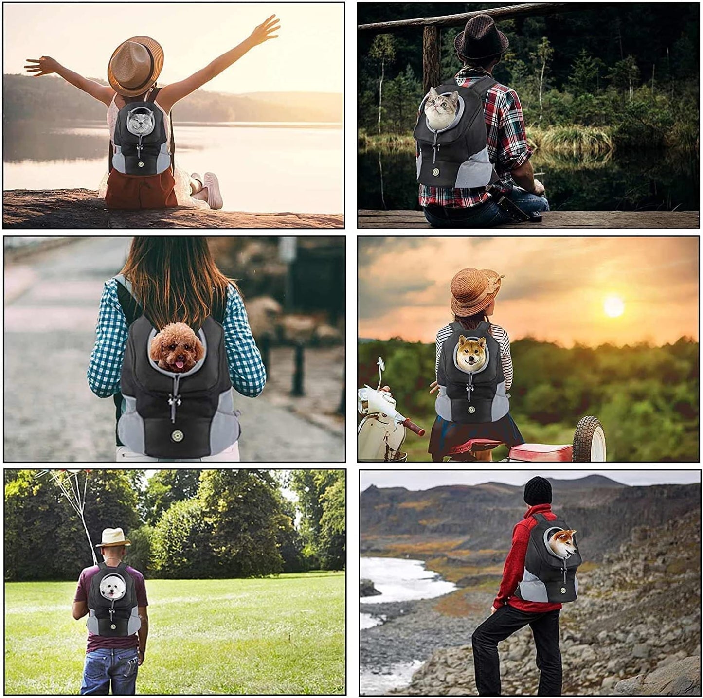 Compact Dog Backpack Carrier for Travel and Hiking with Breathable Head-Out Design and Padded Shoulder Straps
