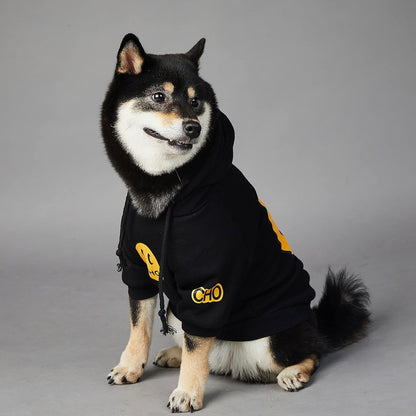 Stylish Smiley Dog Hoodie - Fashionable Cotton Sweater for Small to Large Dogs & Cats (2XL, Black)