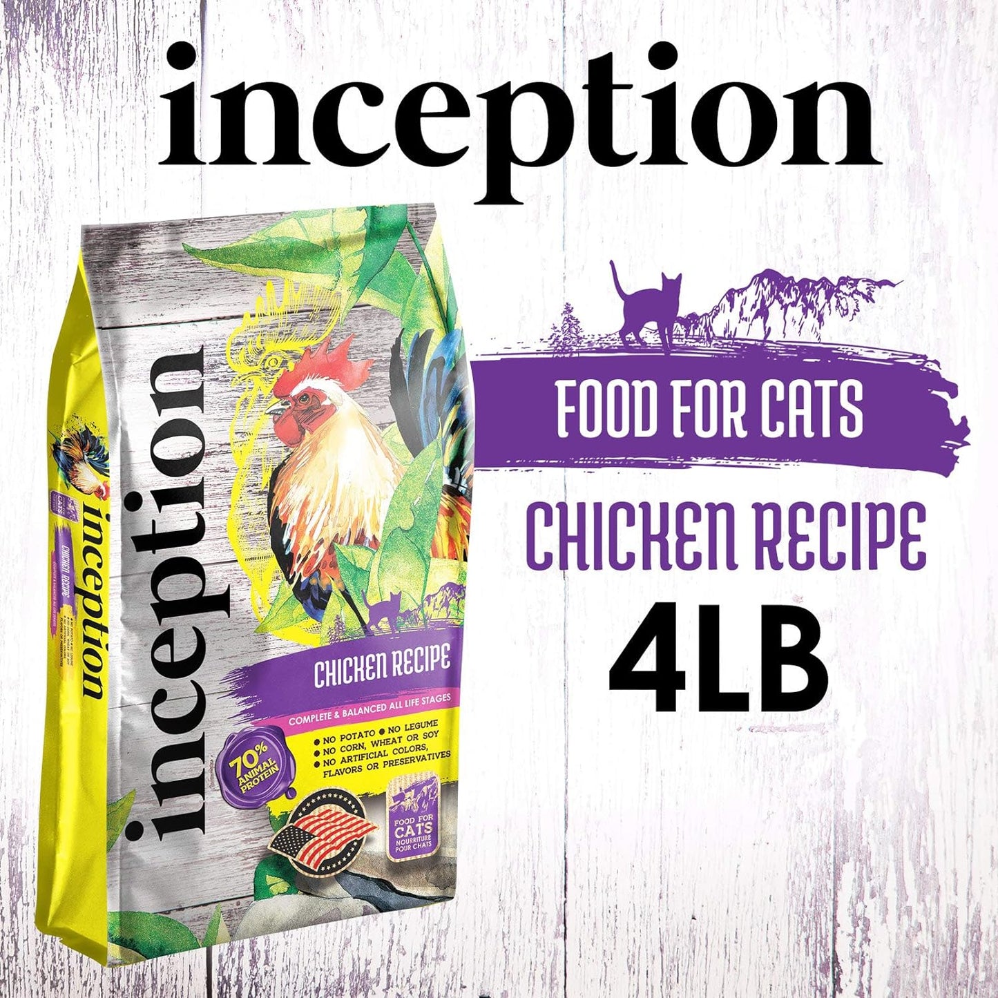 Dry Cat Food with Chicken Recipe – Complete and Balanced Formula – Meat-First, Legume-Free – 4 lb Bag