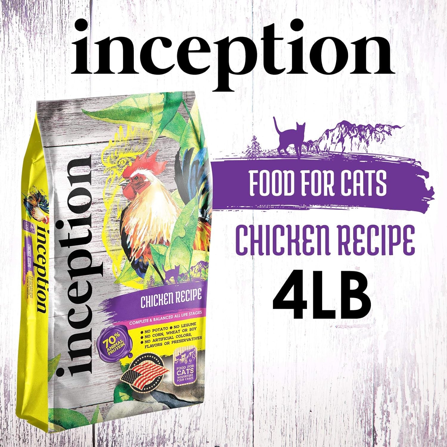 Dry Cat Food with Chicken Recipe – Complete and Balanced Formula – Meat-First, Legume-Free – 4 lb Bag