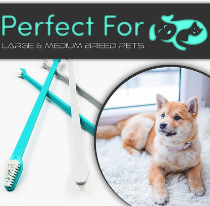 Dual-Headed Dog Toothbrushes for Small and Large Breeds, Available in Packs of 4 or 8