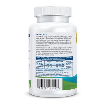 Omega-3 Soft Gels for Dogs, Enriched with EPA & DHA Fish Oil, 90 Count