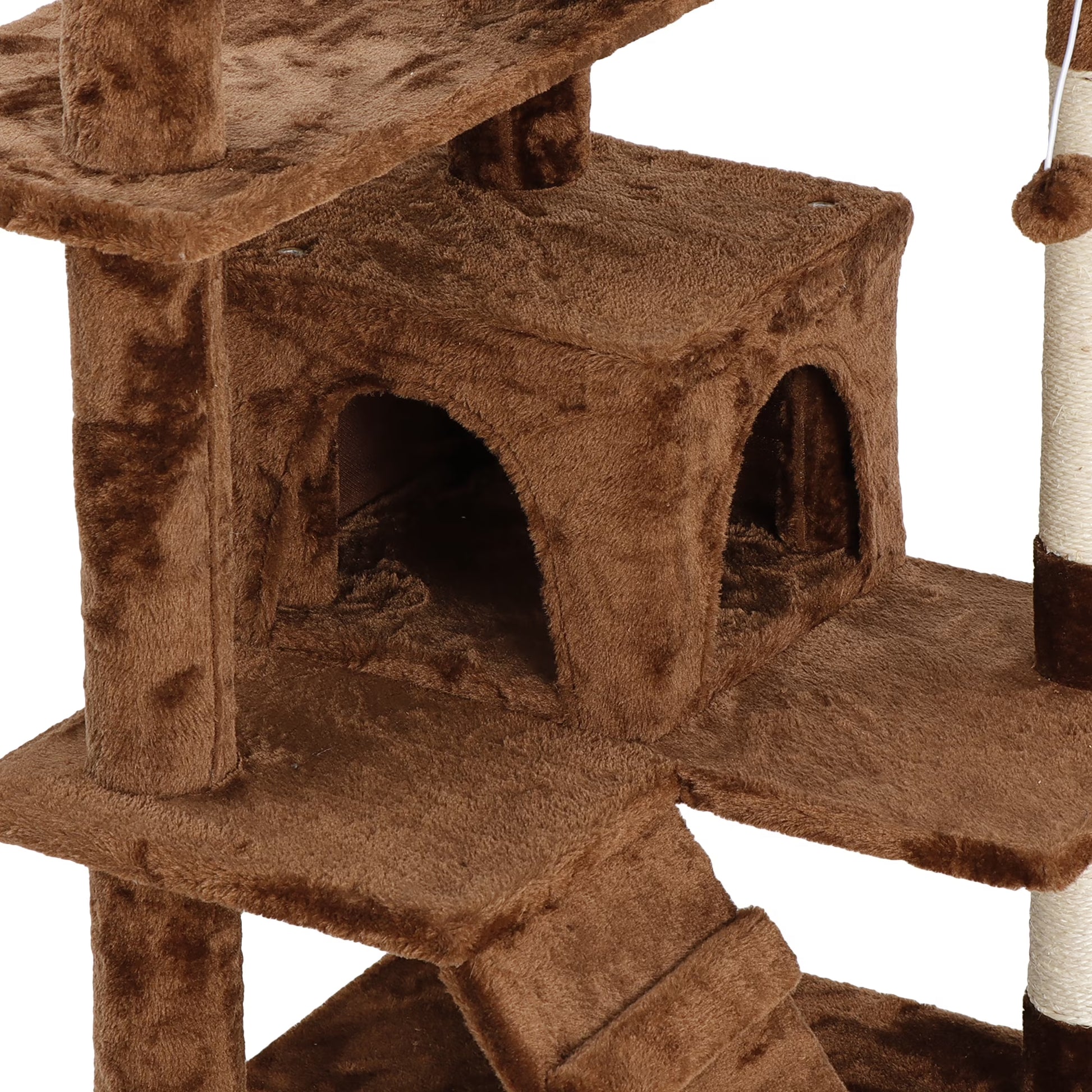 53-Inch Multi-Level Cat Tree Tower with Scratching Posts and Plush Perch - Brown