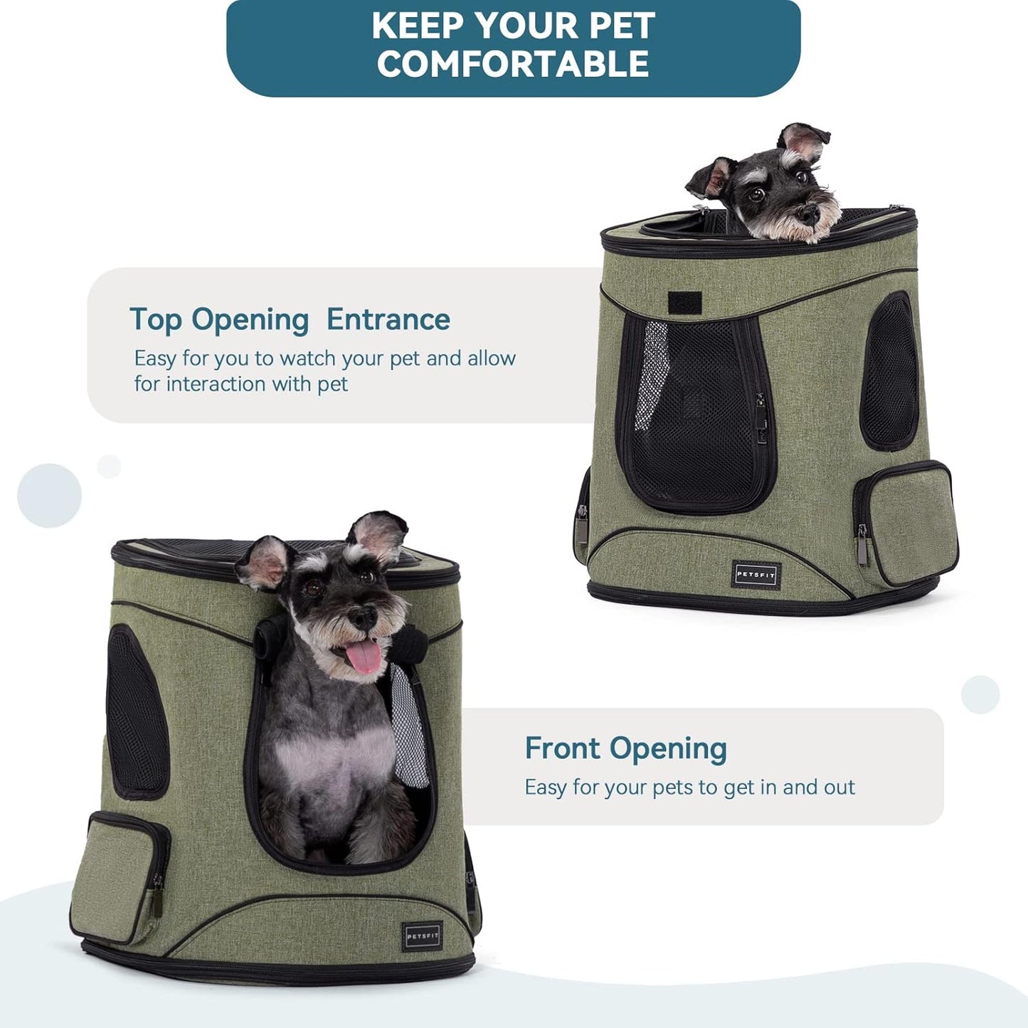 Pet Backpack Carrier with Upgrade Waist Cushion Design to Better Fit the Waist, Suitable for Small and Medium Dogs Cats, and Rabbits up to 18 Pounds