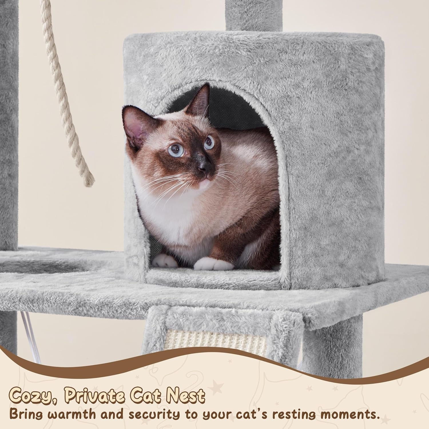 Yaheetech 63.5In Multi-Level Cat Tree Tower Condo with Scratching Posts, Platform & Hammock, Cat Activity Center Play Furniture for Kittens, Cats, and Pets