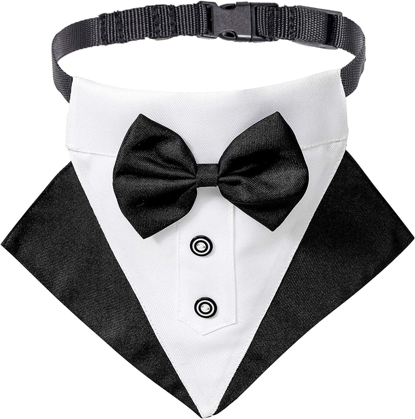 Formal Dog Tuxedo Wedding Bandana Collar with Adjustable Bow Tie for Large Dogs