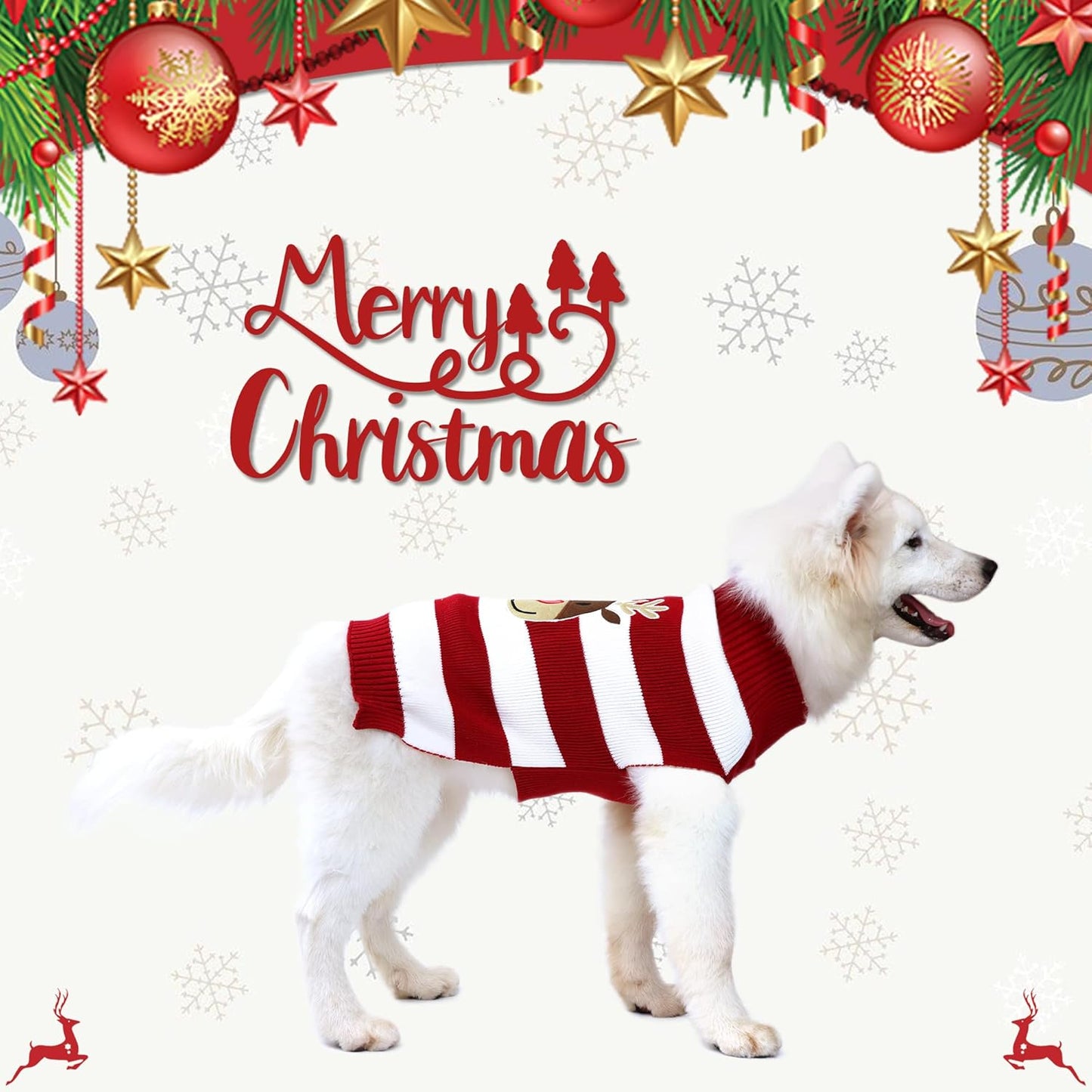 Dog Reindeer Sweater for Small Dogs and Cats - Festive Holiday Apparel in Red, Size XL