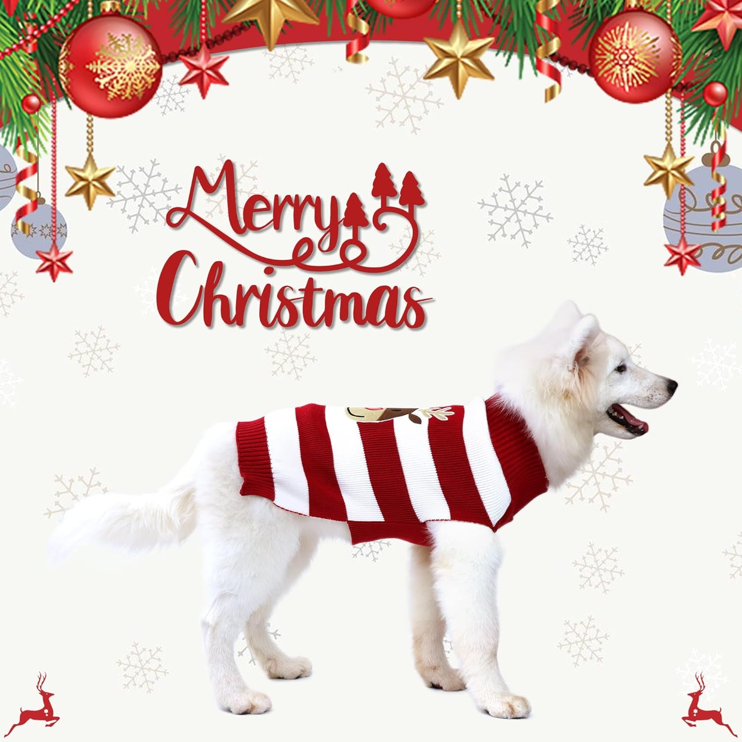 Dog Reindeer Sweaters Dog Sweaters New Year Christmas Pet Clothes for Small Dog and Cat (Red, X-Small)
