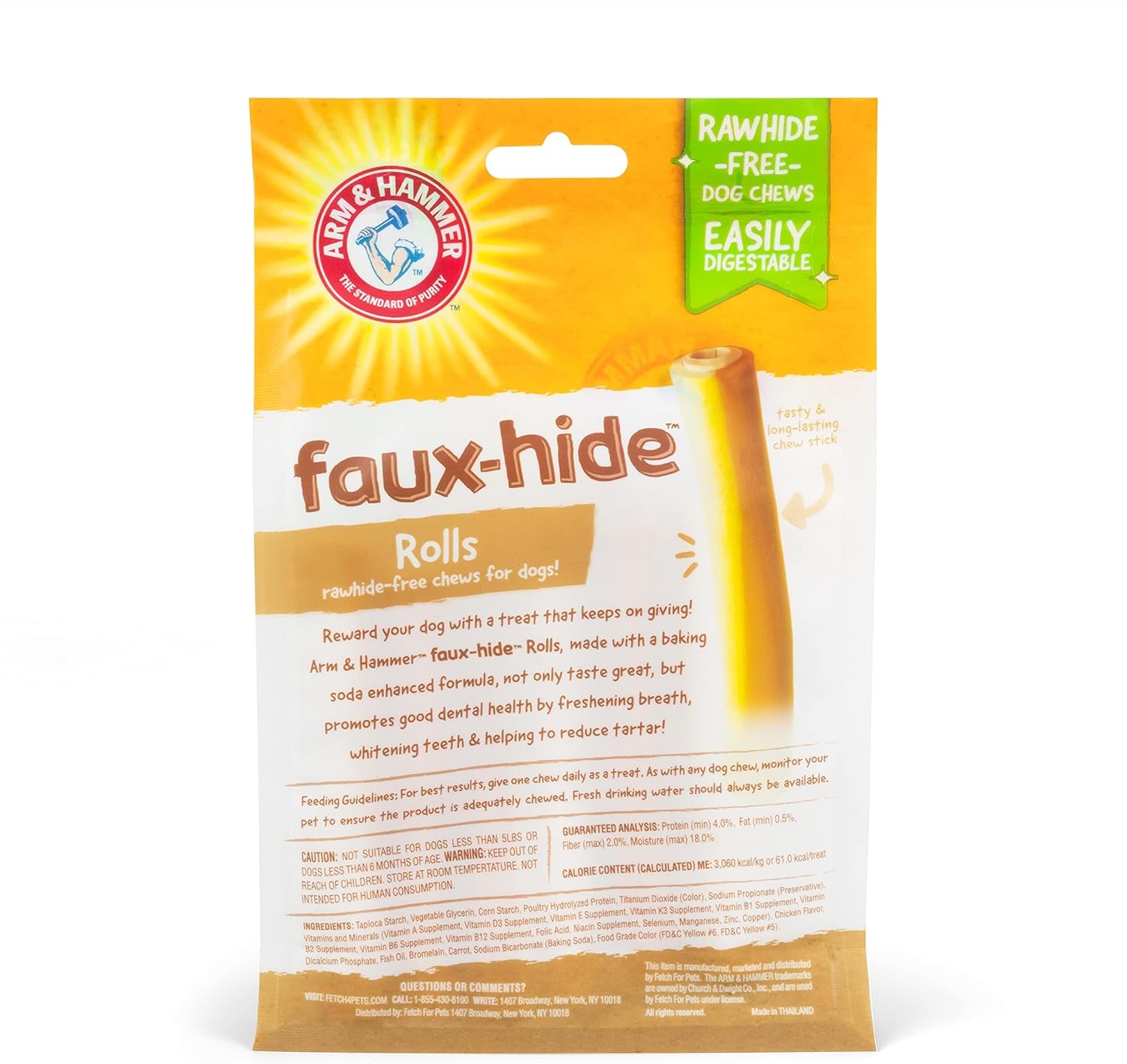 Faux-Hide Chicken Flavor Dental Treat Rolls for Dogs, 7 Pieces | 5 Oz Rawhide-Free Chews with Baking Soda Enhanced Formula for Fresh Breath