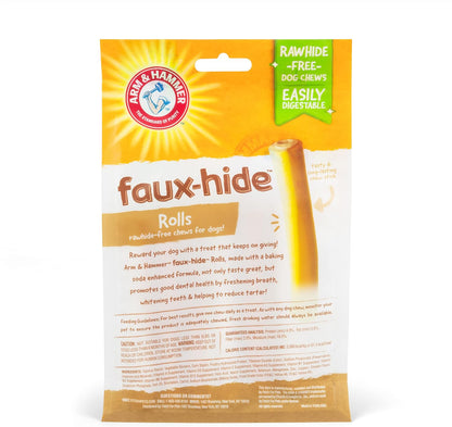 Faux-Hide Chicken Flavor Dental Treat Rolls for Dogs, 7 Pieces | 5 Oz Rawhide-Free Chews with Baking Soda Enhanced Formula for Fresh Breath