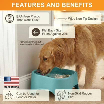 Extra Large Water Bowl for Dogs, Elevated Outdoor Dog Water Bowl (2.25 Gallon XL Capacity), Big Trough Style Food Dish for Indoors or Outside, No Spill Large Dog Bowls, Aquamarine