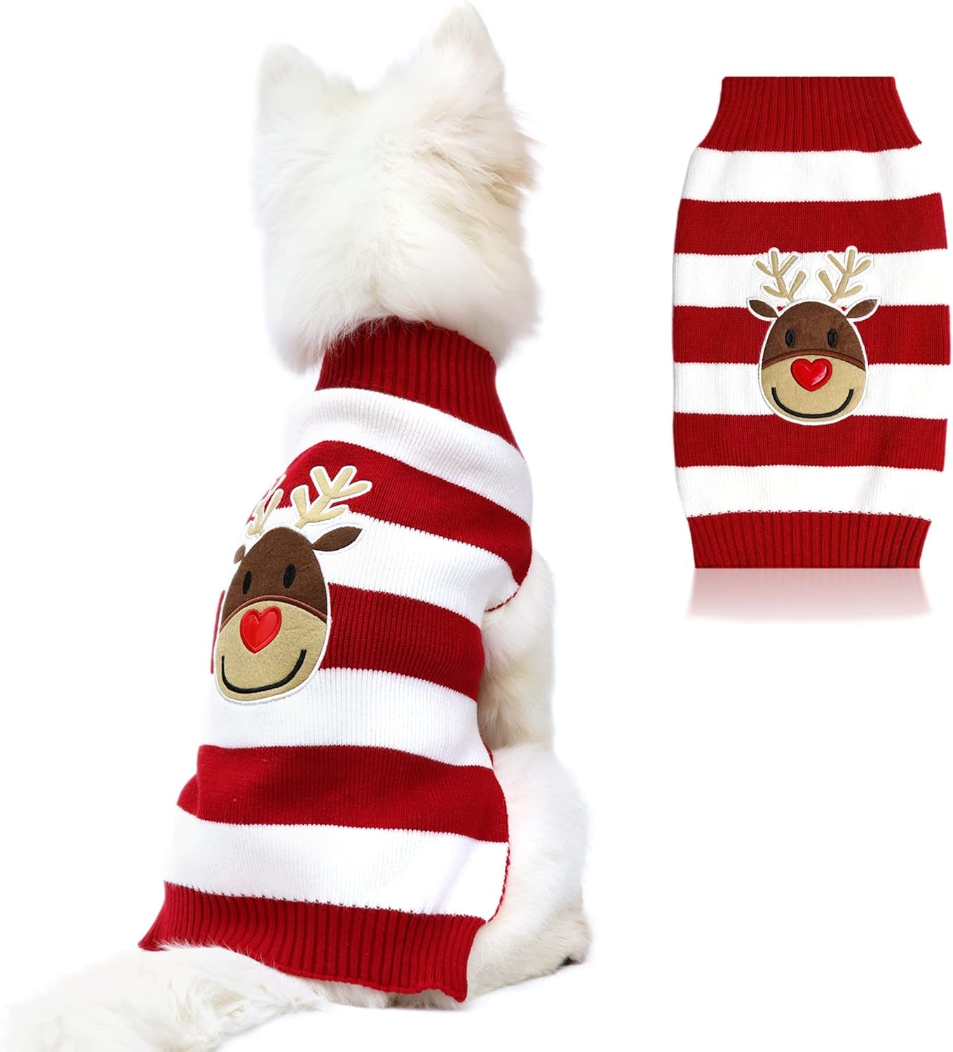Dog Reindeer Sweaters Dog Sweaters New Year Christmas Pet Clothes for Small Dog and Cat (Red, X-Small)