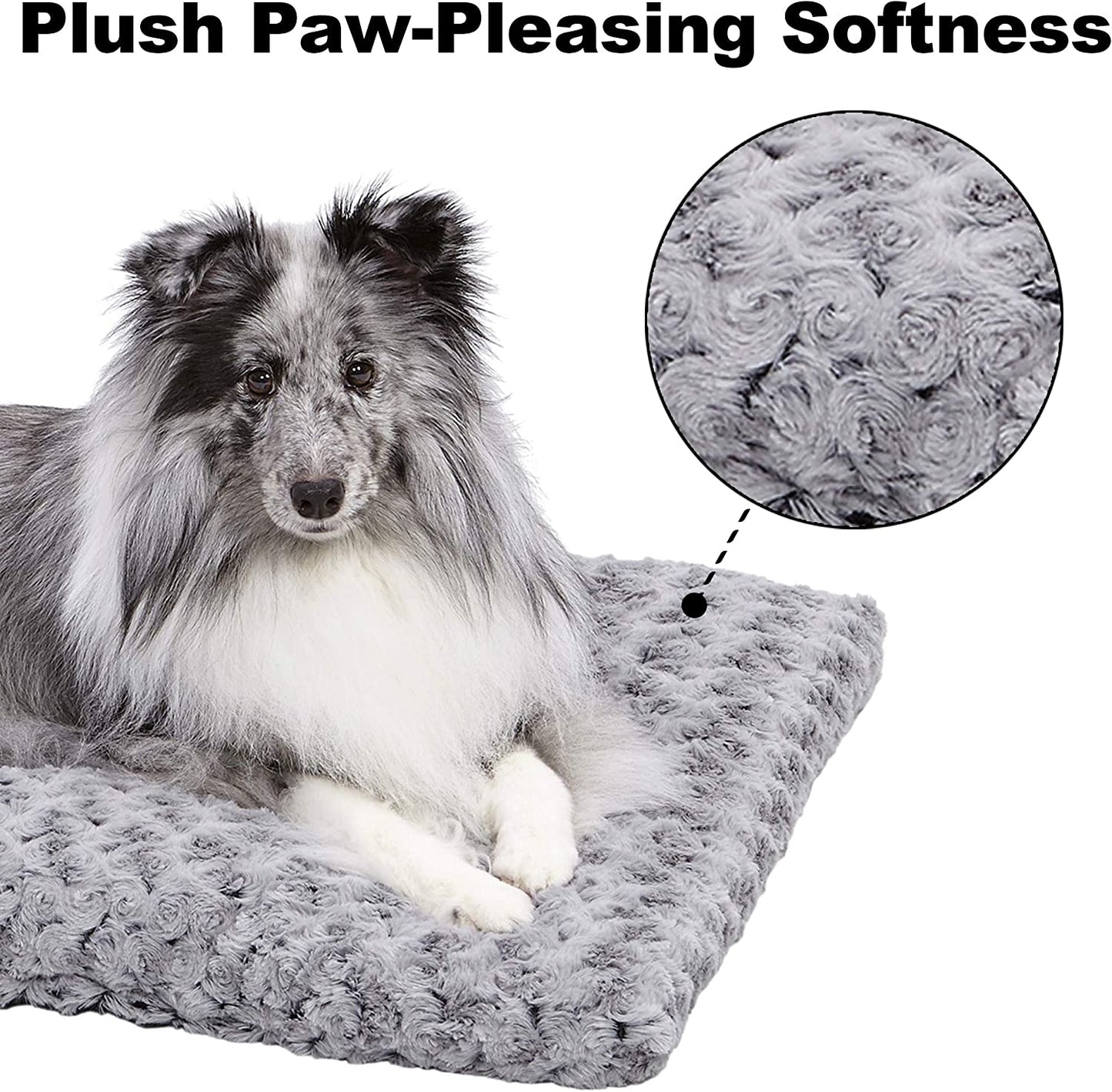 Deluxe Gray Ombré Swirl Plush Pet Bed - Small, Machine Washable, Non-Skid Base, Ideal for 24-Inch Crates