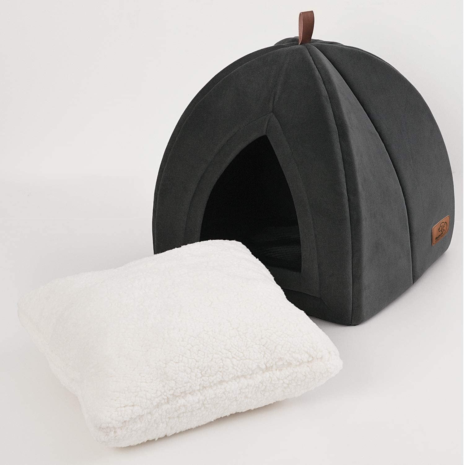 Bedsure Cat Beds for Indoor Cats - Cat Cave Bed Cat House Cat Tent with Removable Washable Cushioned Pillow, Kitten Beds Cat Hut, Small Dog Bed, Dark Grey, 15 Inches