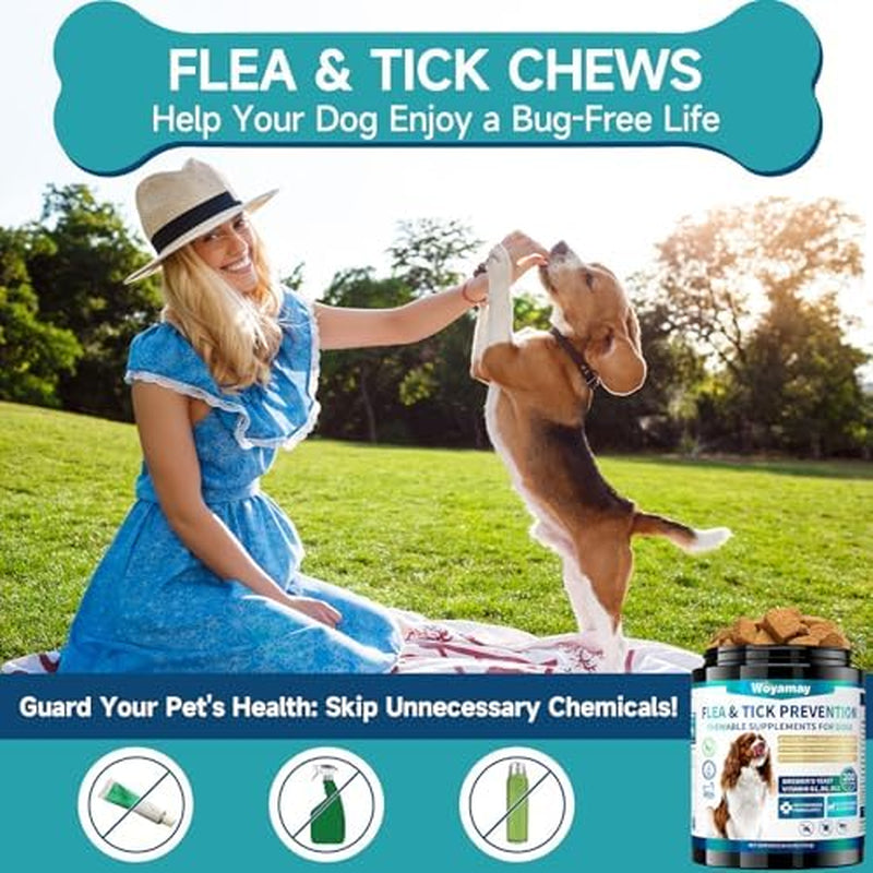 Flea and Tick Prevention Chewables for Dogs - 200 Soft Treats, Natural Oral Supplement for All Breeds and Sizes