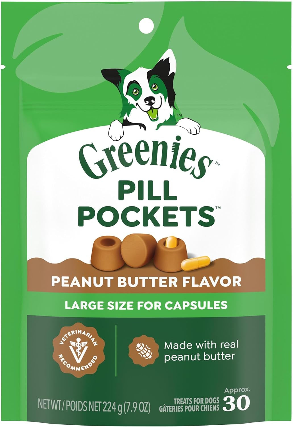 Pill Pockets for Dogs Large Size, Dog Treat Pouch for Capsule Medication, Peanut Butter Flavor, 7.9 Oz. Pouch