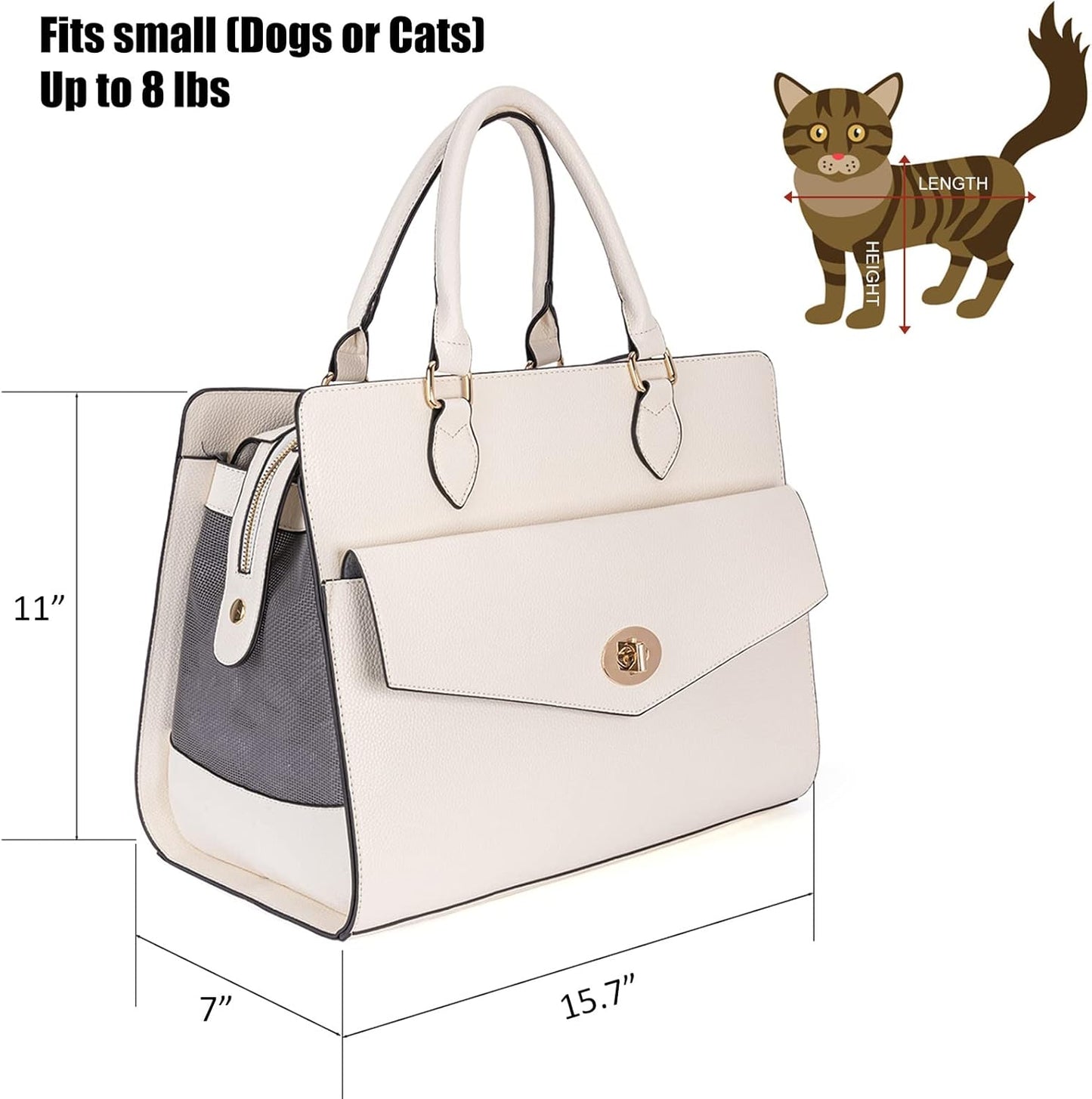 Elegant Leather Pet Carrier Bag for Small Dogs and Cats - Airline Approved Soft-Sided Design