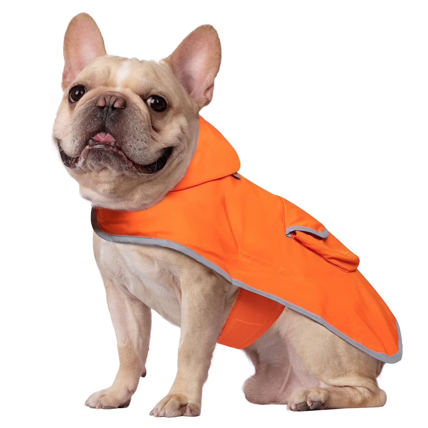 Reversible Hooded Dog Raincoat Poncho Jacket for Small to Large Dogs - Camo/Orange, Medium Size