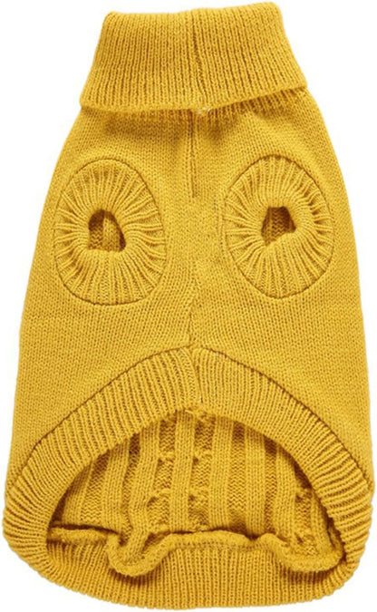 Knitted Winter Sweater for Small Dogs and Cats - Warm Yellow Sweatshirt for Puppies and Kittens