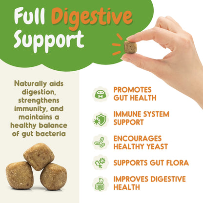 Dog Probiotics Chews for Digestive Health, Itchy Skin Relief, and Yeast Support - 120 Count