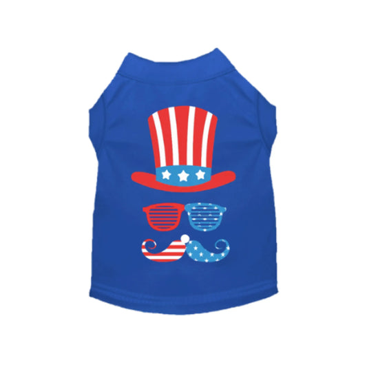 Uncle Sam Style Tee Blue Patriotic Dog Shirt