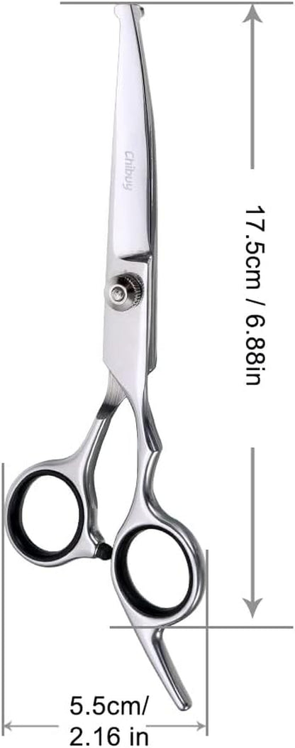 Professional Curved Dog Grooming Scissors with Rounded Tips, 4CR Stainless Steel Pet Shears for Cats, Home Grooming Tools