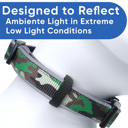 Stylish Camo Green & Black Medium Padded Dog Collar for Ultimate Comfort
