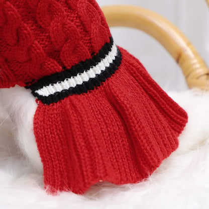 Cozy Red Knitted Winter Sweater Dress for Small Dogs and Cats - Perfect for Chihuahuas and Medium Breeds