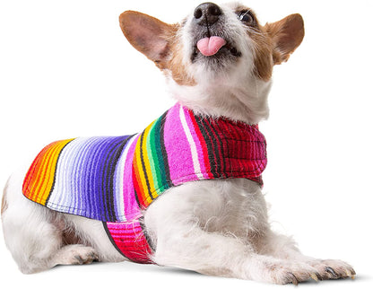 Handcrafted XXL Dog Poncho Made from Authentic Mexican Blanket in Pink